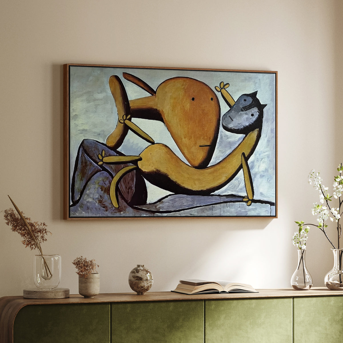 Cat and Big Fish, c. 1931 - Floater Framed Canvas Print