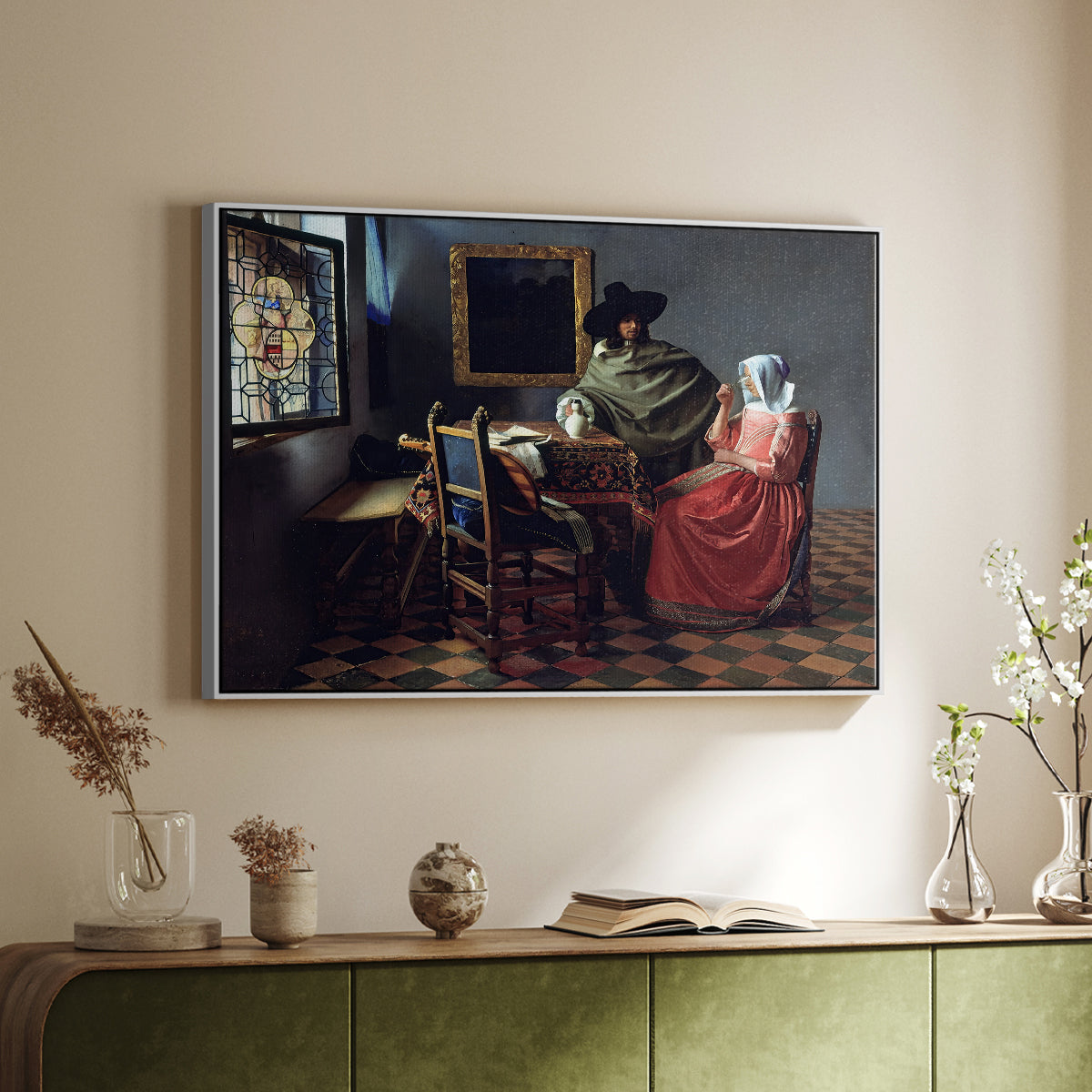 The Glass of Wine, c. 1660 - Floater Framed Canvas Print