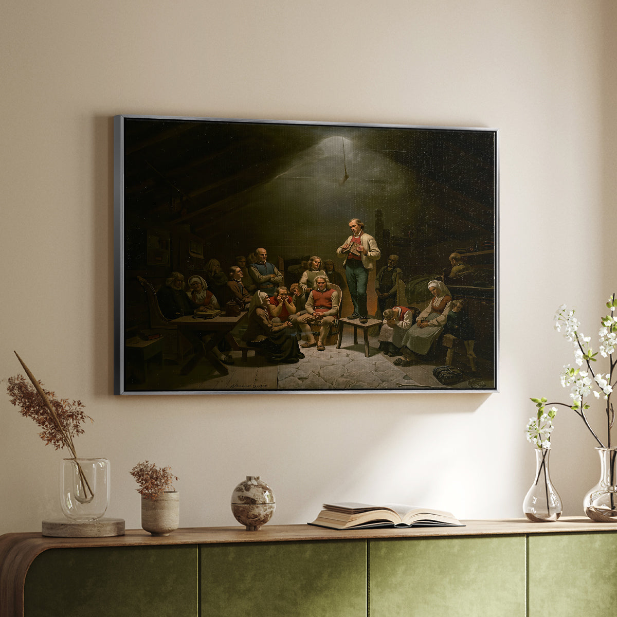 Low Church Devotion (Haugianerne), 1848 - Floater Framed Canvas Print