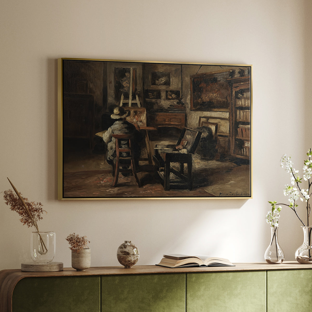 The Studio of Ferdinand De Braekeleer I, Father of the Painter, c. 1873-1885 - Floater Framed Canvas Print