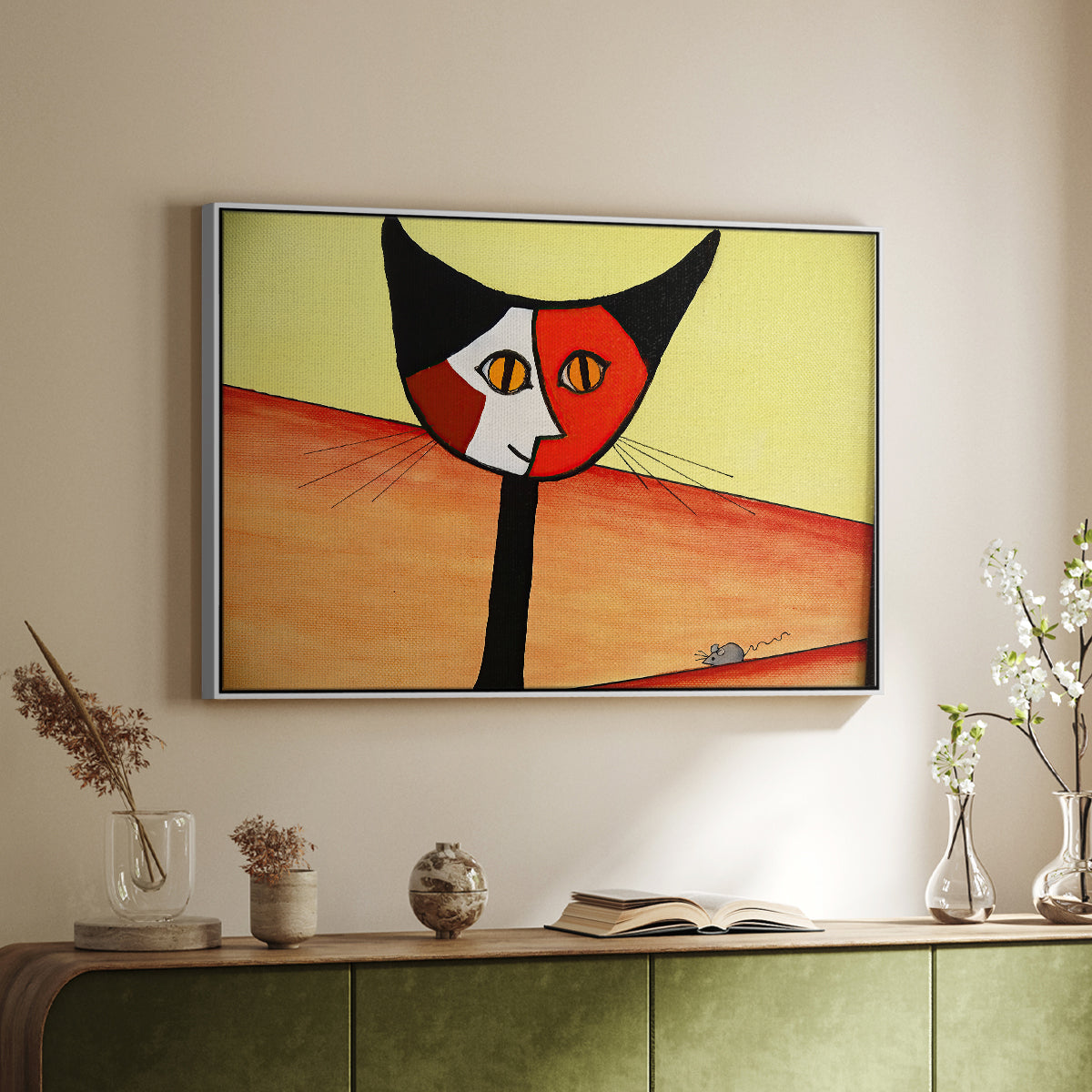 Picasso's Cat–El Gato - Floater Framed Canvas Print