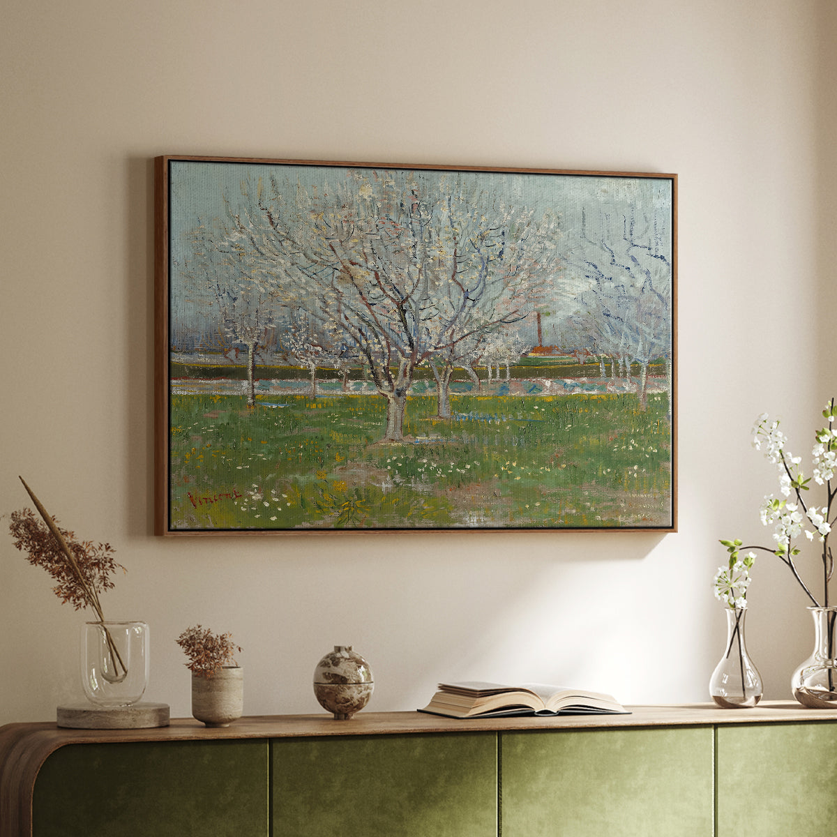 Orchard in Blossom (Plum Trees), 1888 - Floater Framed Canvas Print