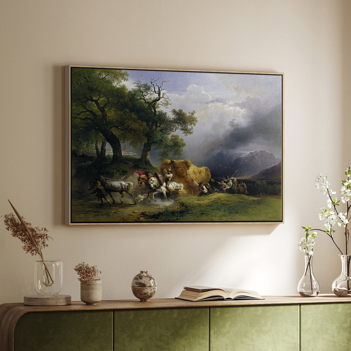 The Harvest Wagon (Der Heuwagen), c. 1850 - Floater Framed Canvas Print