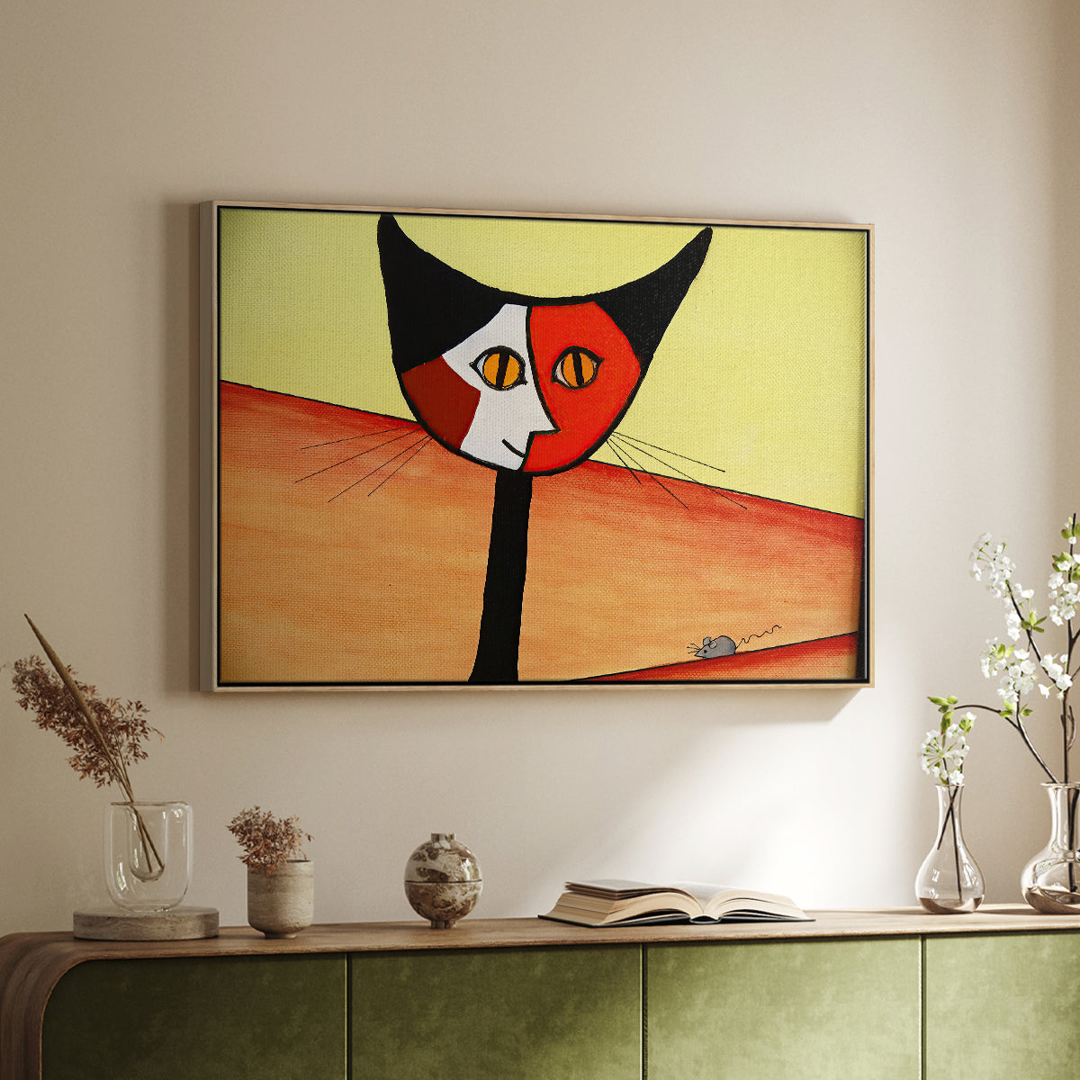 Picasso's Cat–El Gato - Floater Framed Canvas Print