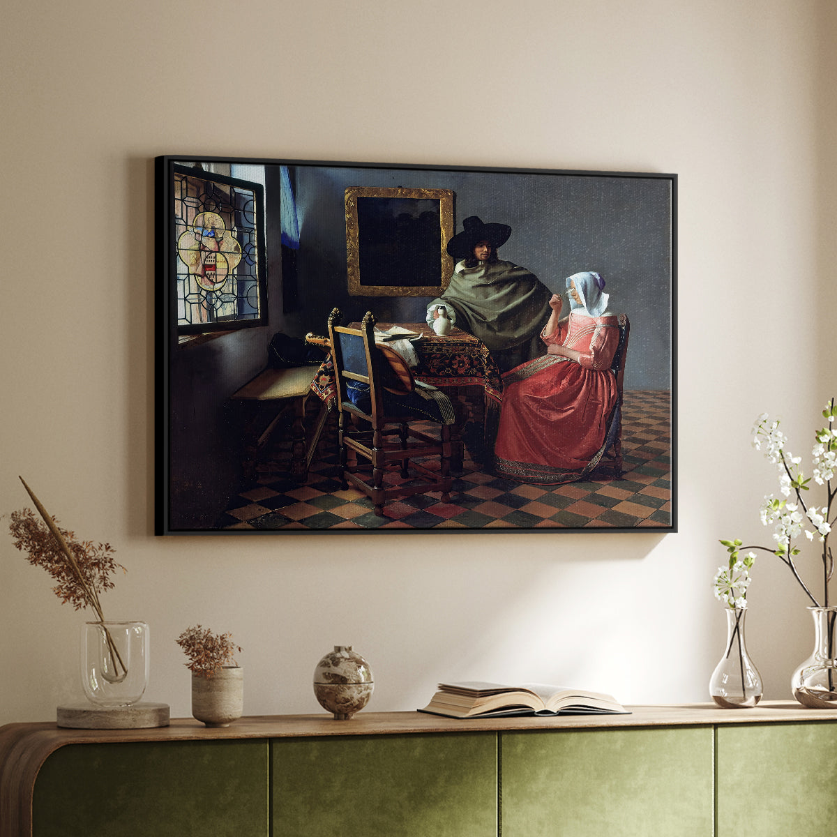 The Glass of Wine, c. 1660 - Floater Framed Canvas Print