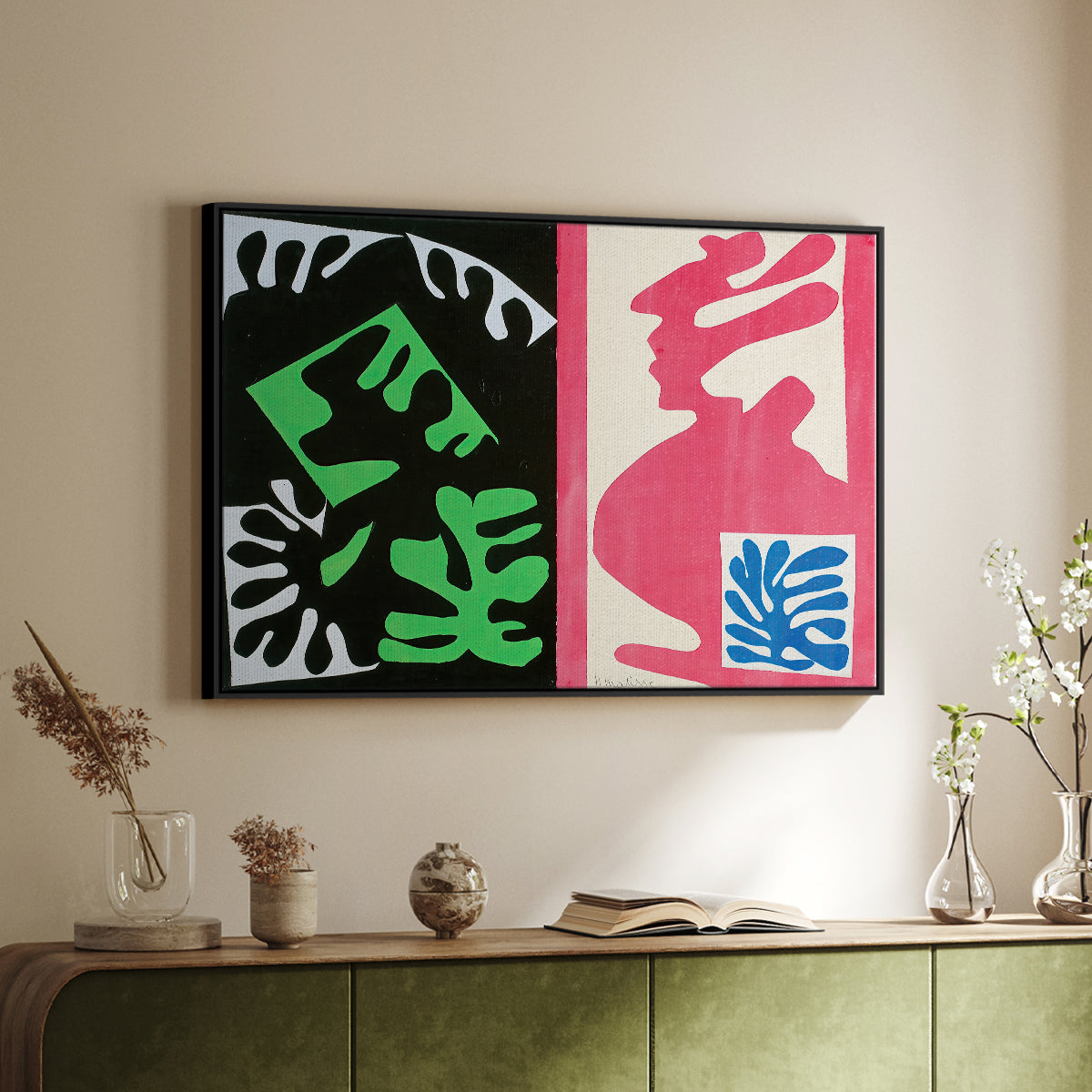 Composition, Black and Red, from Jazz, 1947 - Floater Framed Canvas Print