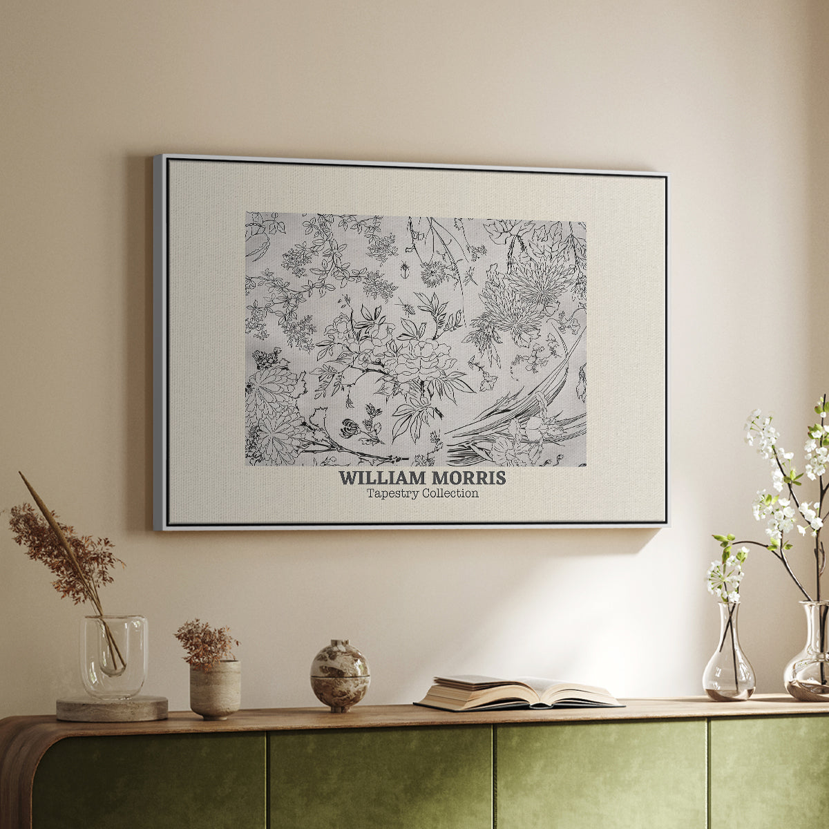 Fleurs, 1866 (Morris Inspired) - Floater Framed Canvas Print