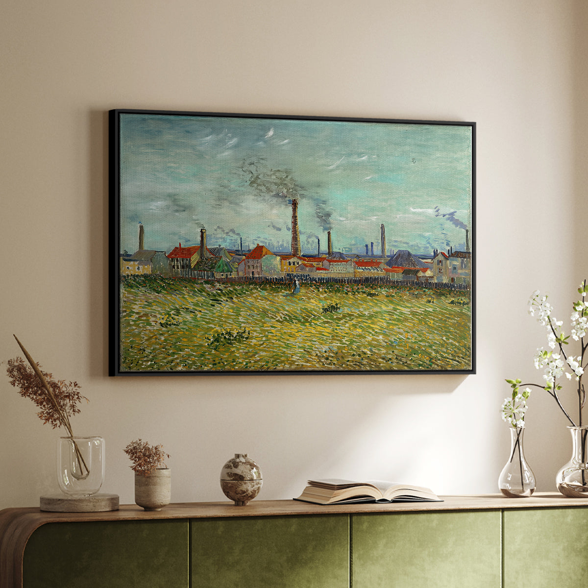 Factories at Clichy, 1887 - Floater Framed Canvas Print