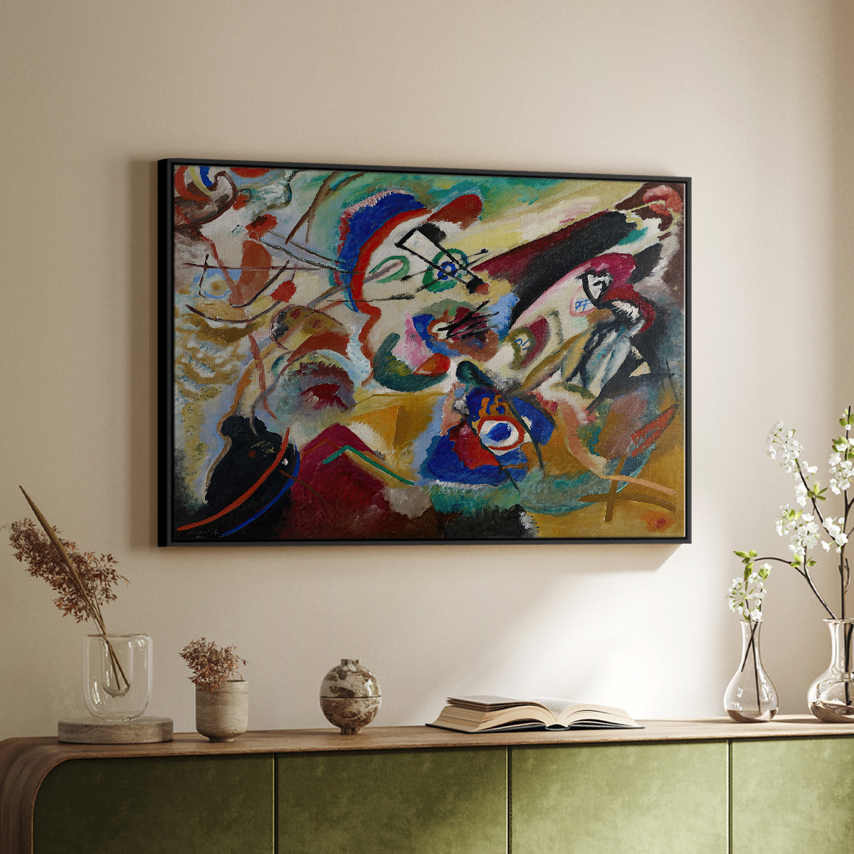 Fragment 2 for Composition VII, 1913 - Floater Framed Canvas Print