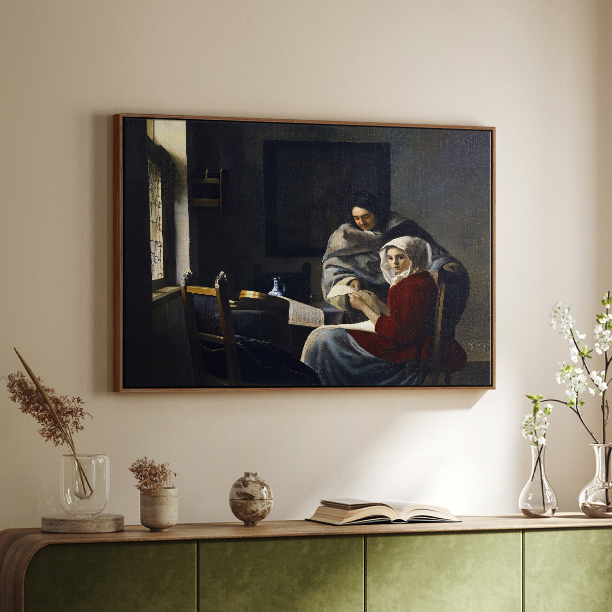 Girl Interrupted at Her Music, c. 1658-1659 - Floater Framed Canvas Print