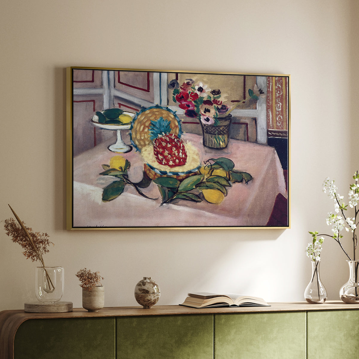 Still Life with Pineapple and Lemons, 1925 - Floater Framed Canvas Print