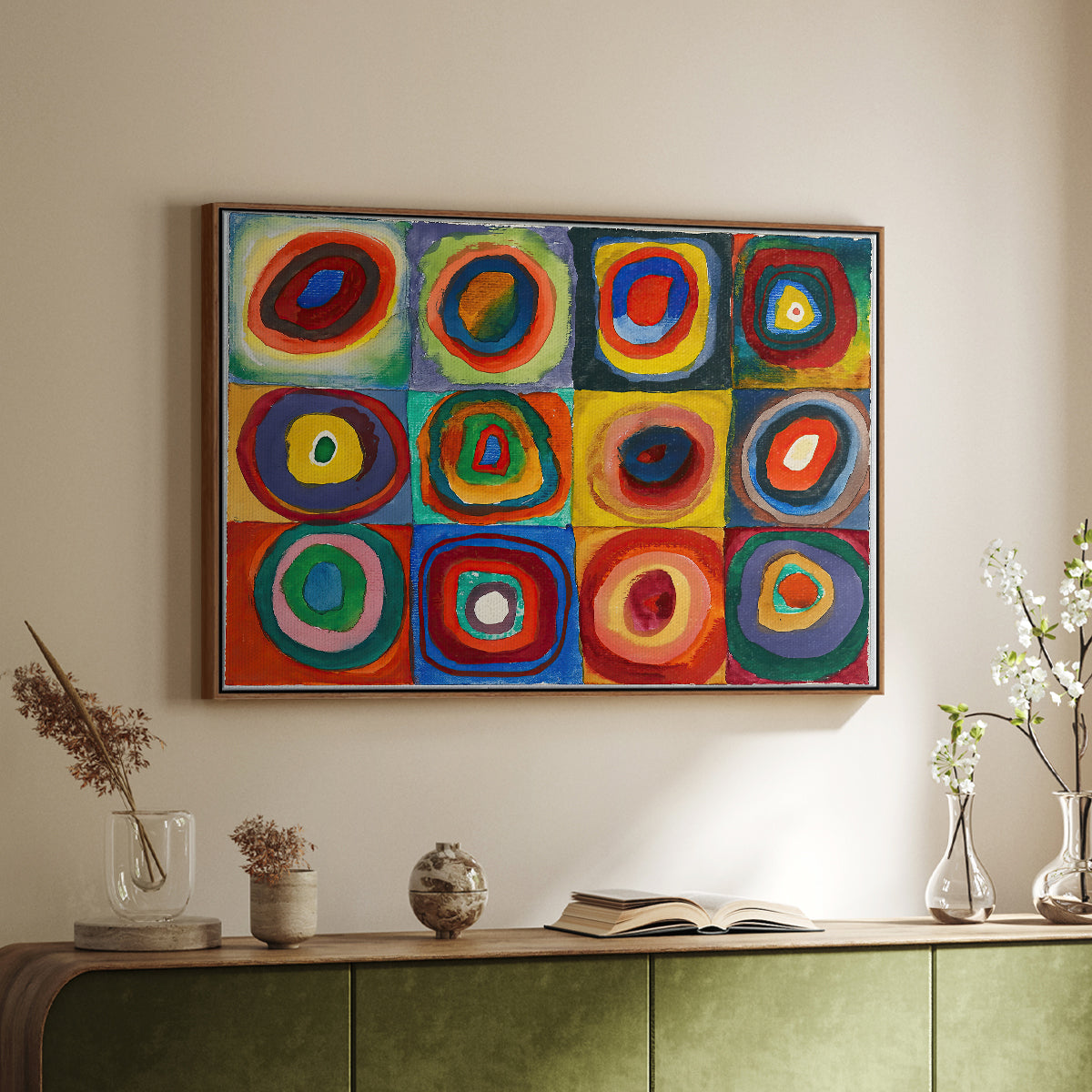 Color Study: Squares with Concentric Circles, 1913 - Floater Framed Canvas Print