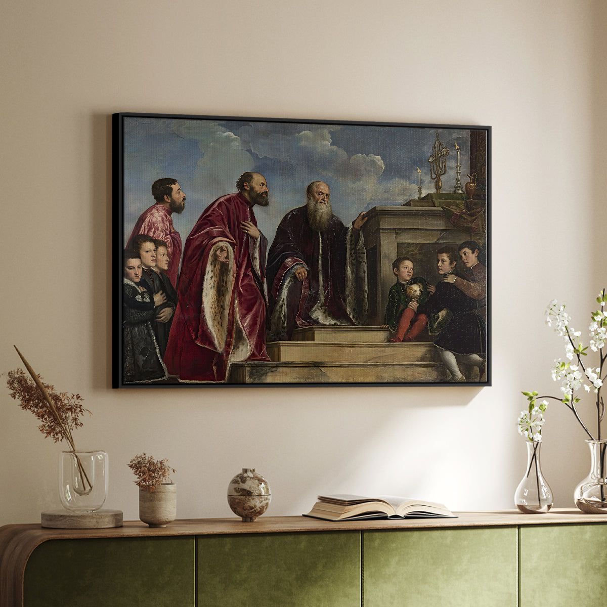 The Vendramin Family Venerating a Relic of the True Cross, c. 1540-1545 - Floater Framed Canvas Print