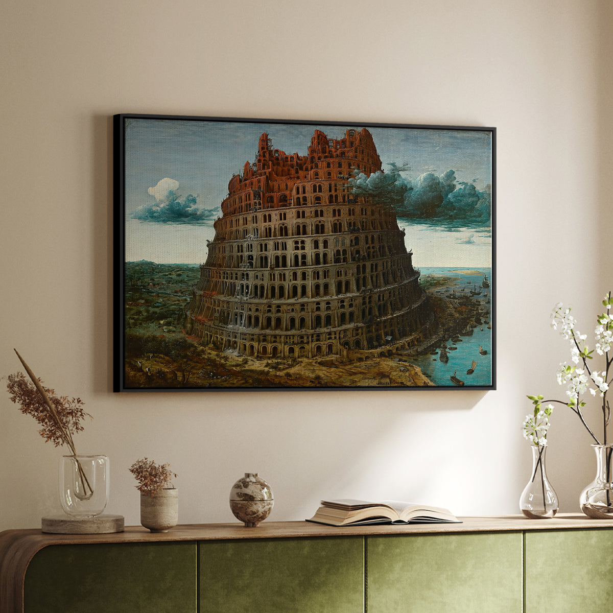 The Tower of Babel, c. 1568 - Floater Framed Canvas Print