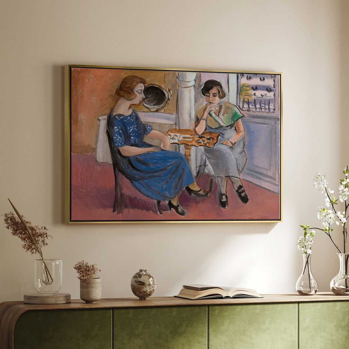 Domino Players, 1921 - Floater Framed Canvas Print
