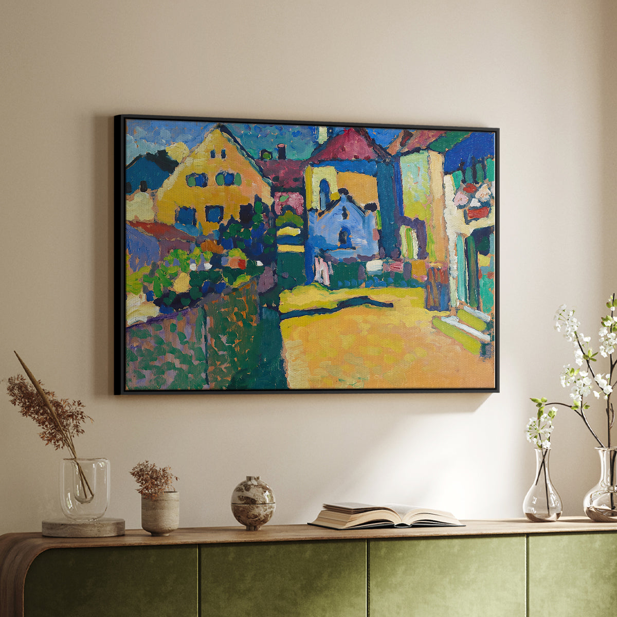 Green Lane in Murnau, 1909 - Floater Framed Canvas Print