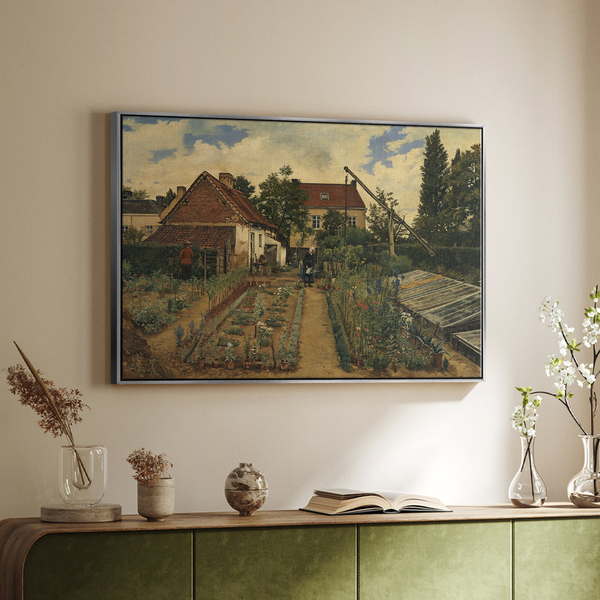 Garden of a Florist (The Flower Garden), 1864 - Floater Framed Canvas Print