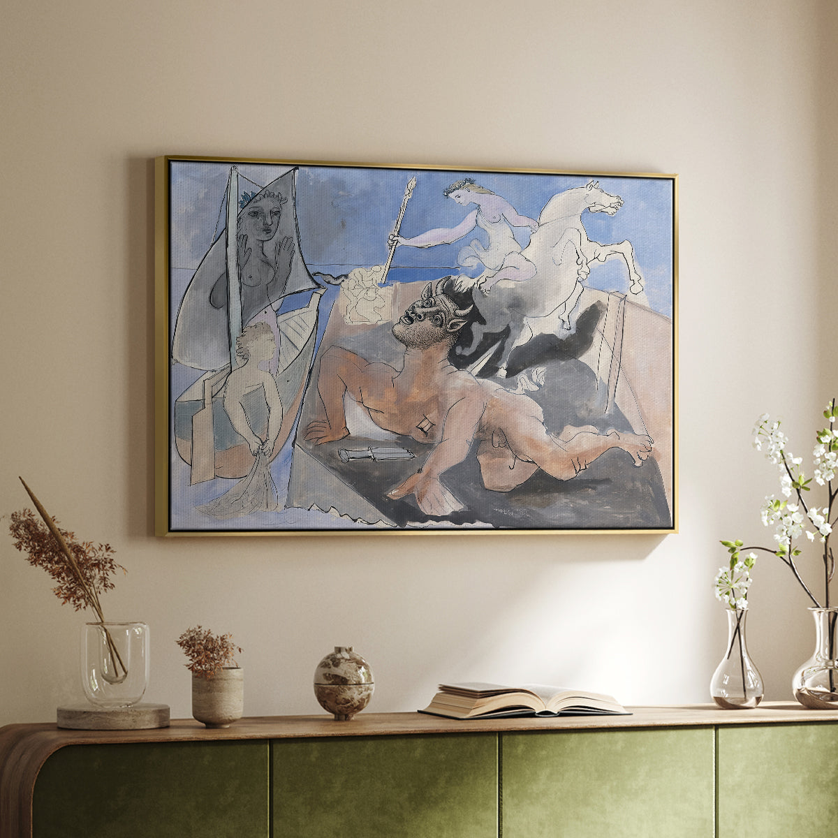 Composition with Minotaur, 1936 - Floater Framed Canvas Print