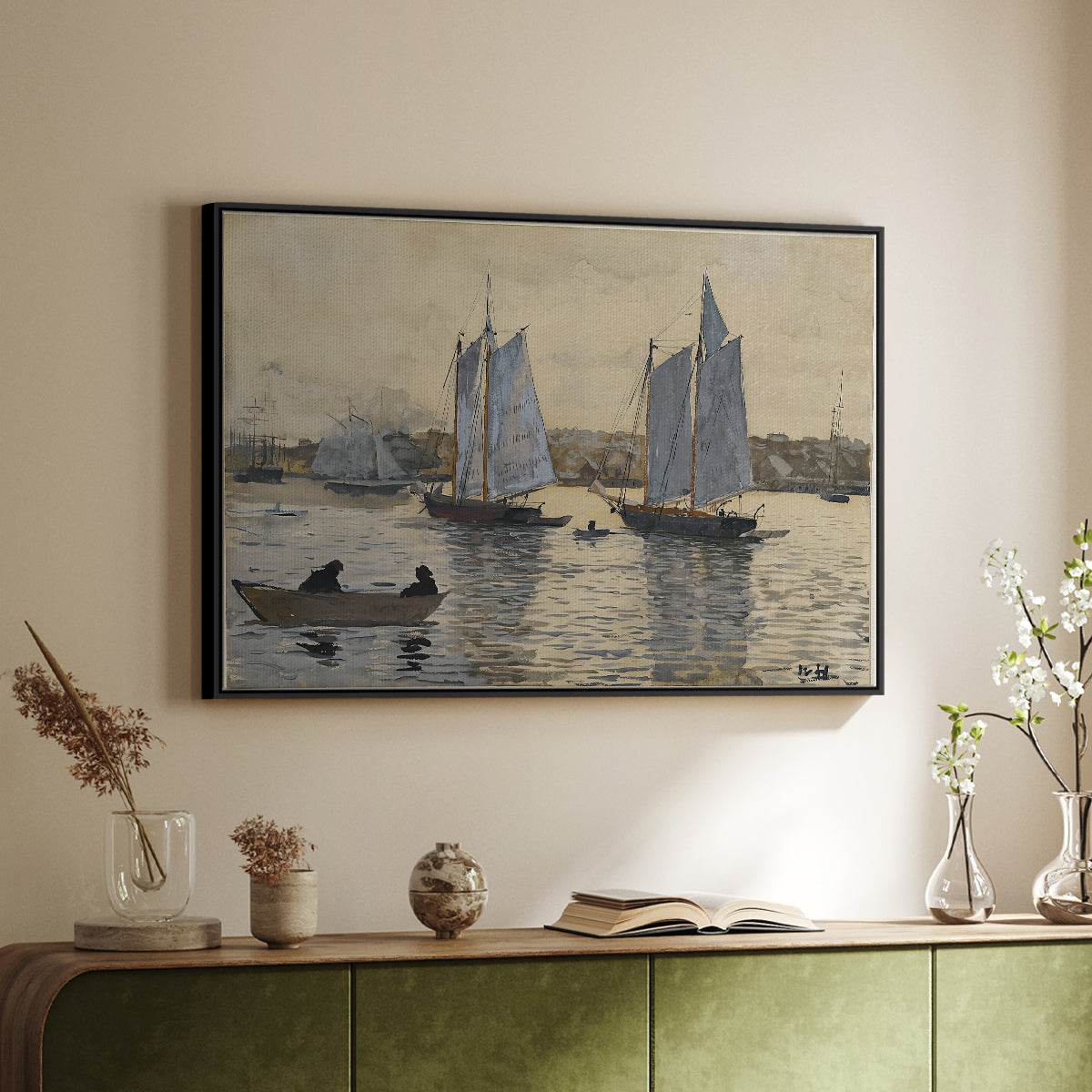 Two Schooners, Gloucester, c. 1880 - Floater Framed Canvas Print