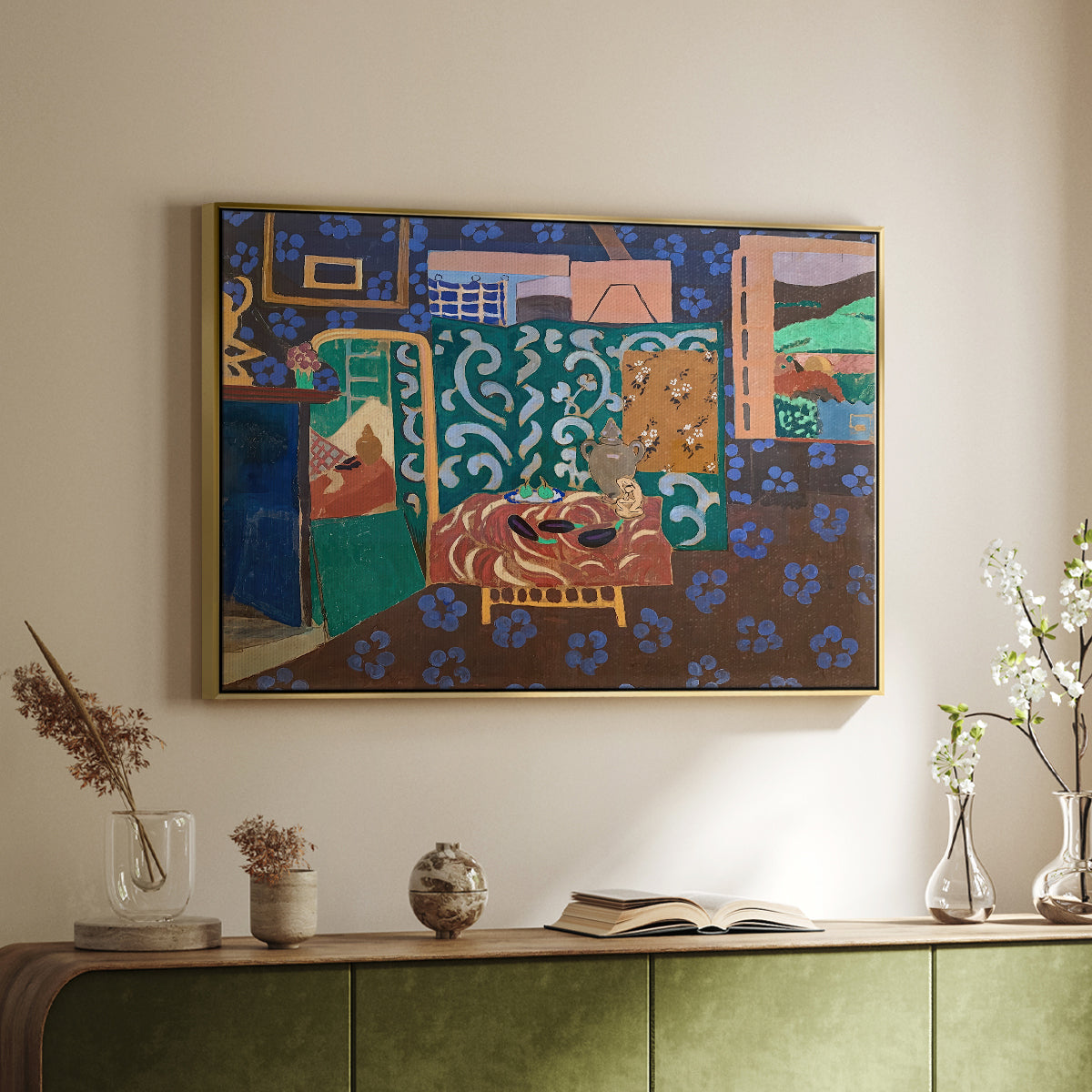 Interior with Aubergines, 1911 - Floater Framed Canvas Print