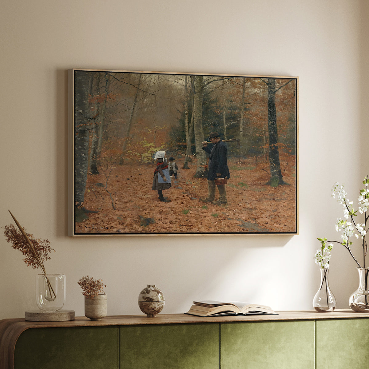 The Woodman and his Children, 1886 - Floater Framed Canvas Print