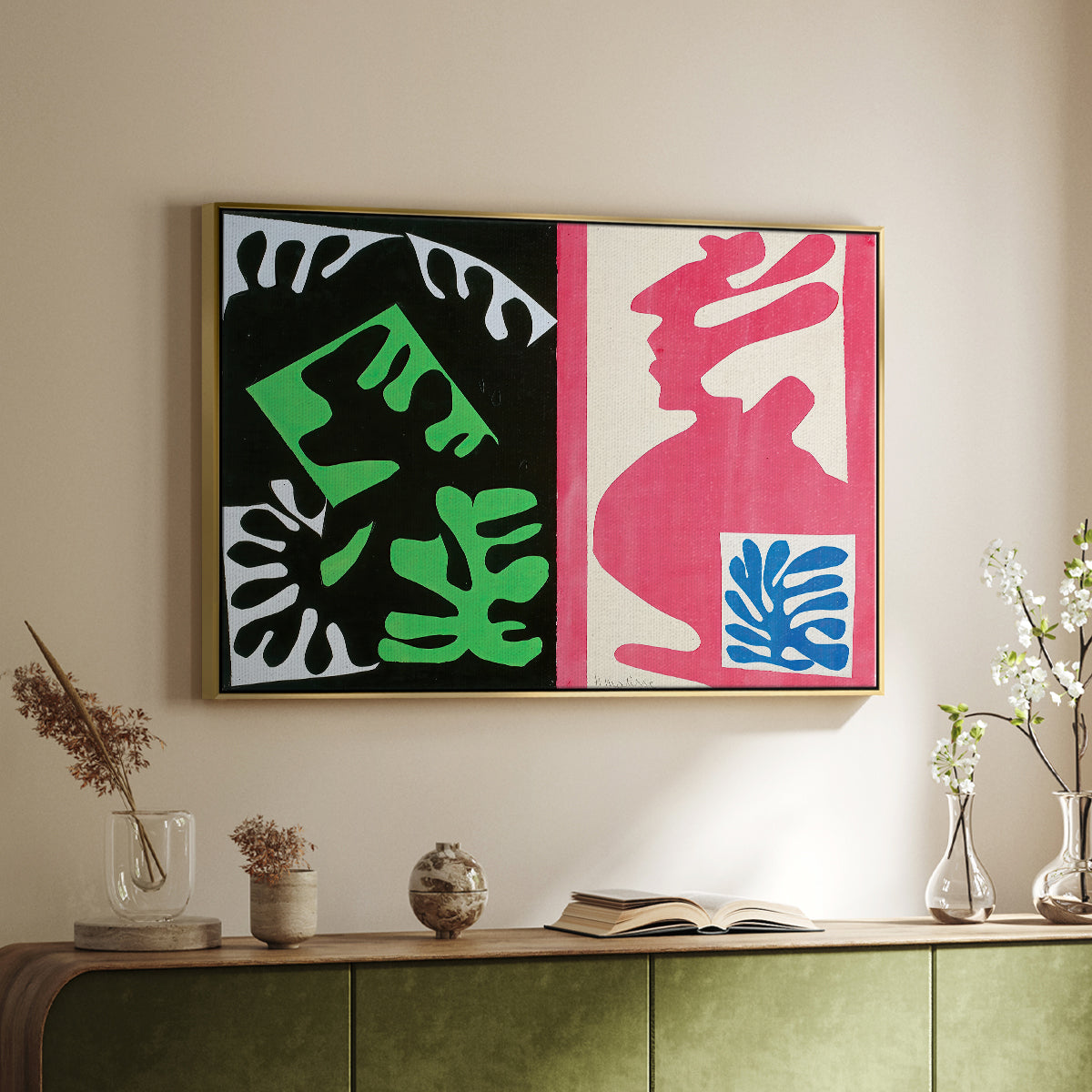 Composition, Black and Red, from Jazz, 1947 - Floater Framed Canvas Print