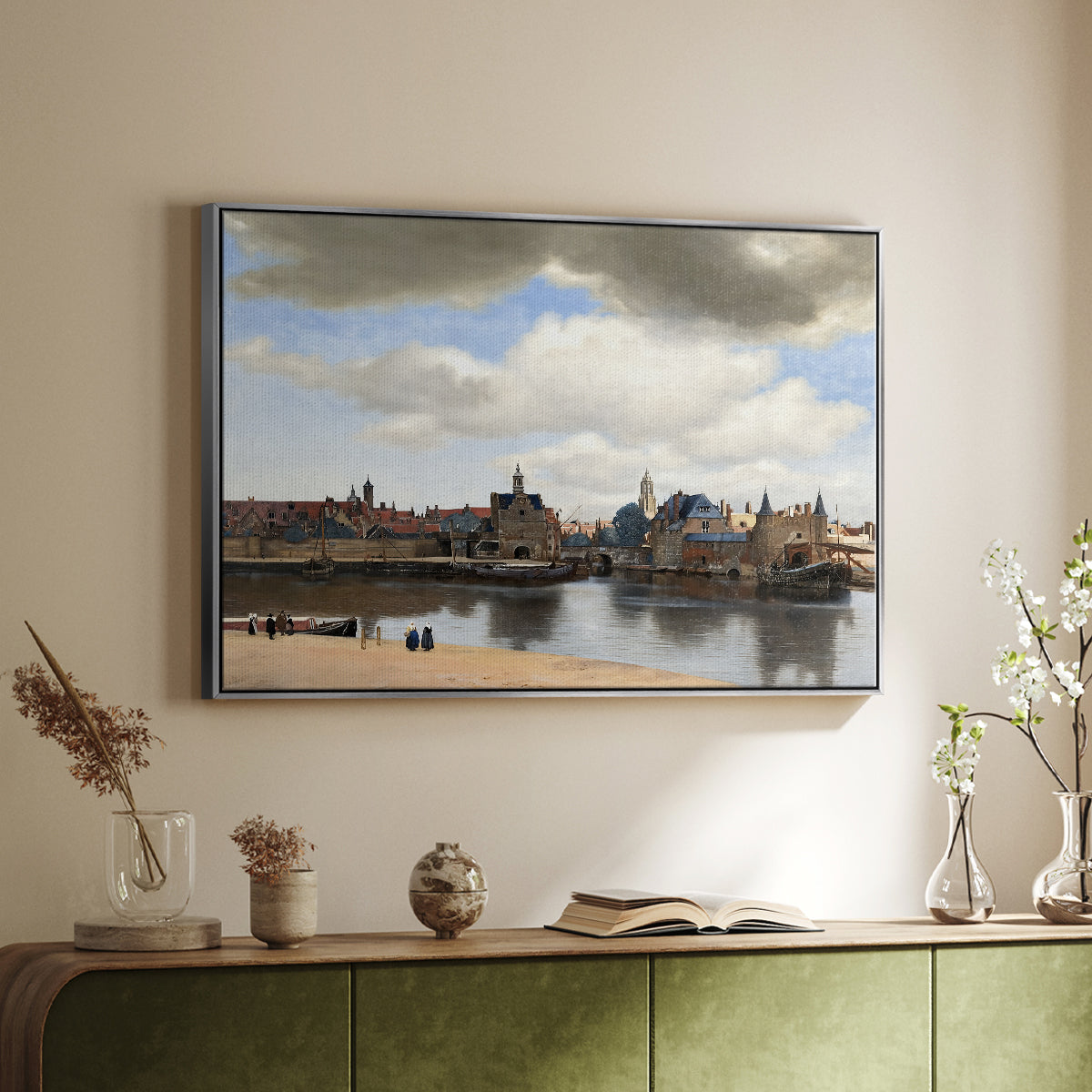 View of Delft, c. 1660-1661 - Floater Framed Canvas Print
