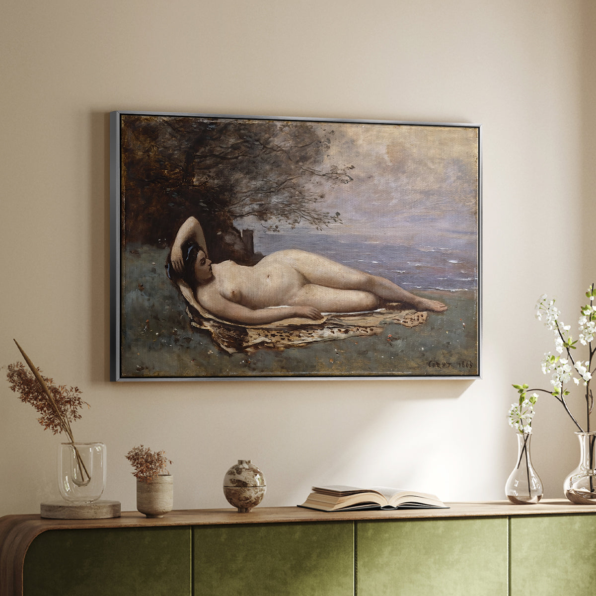 Bacchante by the Sea, 1865 - Floater Framed Canvas Print