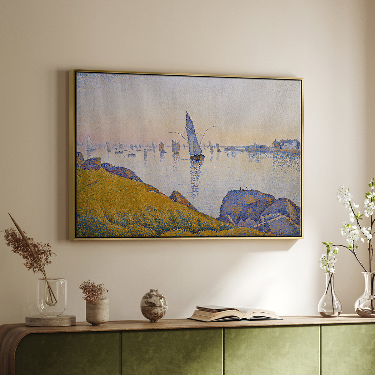Evening Calm, Concarneau, Opus 220, 1891 - Floater Framed Canvas Print
