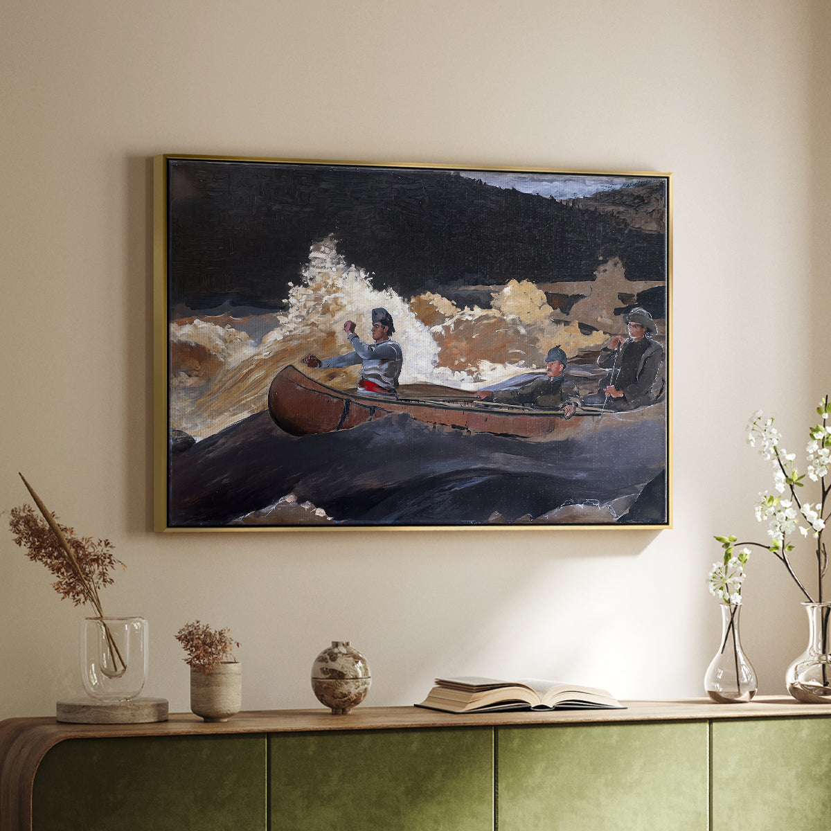 Shooting the Rapids, Saguenay River, 1905-1910 - Floater Framed Canvas Print