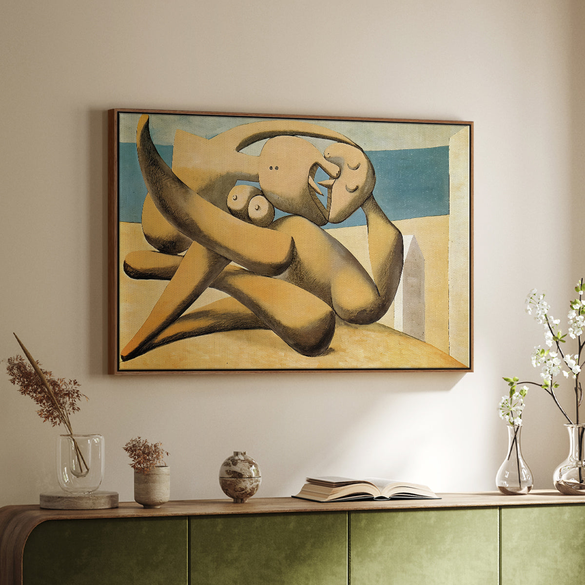 Figures at the Seaside (The Kiss), 1931 - Floater Framed Canvas Print