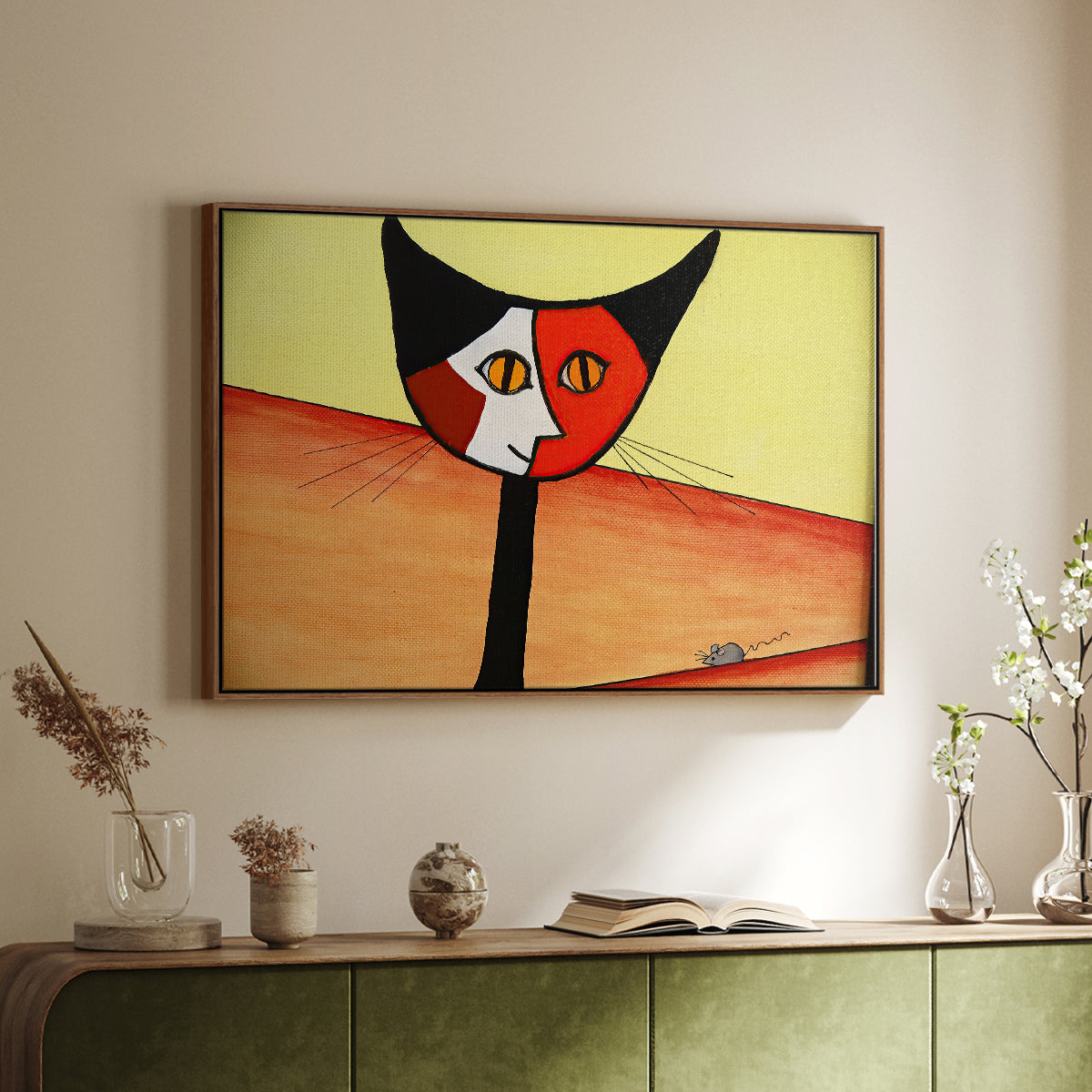 Picasso's Cat–El Gato - Floater Framed Canvas Print