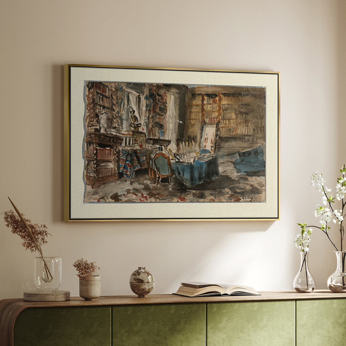 Cabinet de Flaubert à Croisset, 1874 - Floater Framed Canvas Print