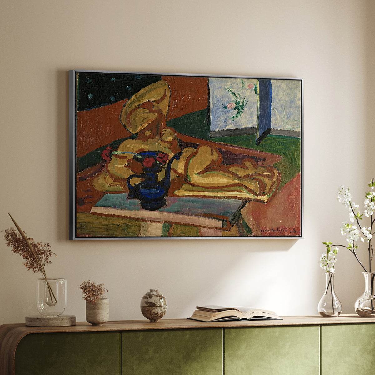 Sculpture and Persian Vase (The Bronze Figure), 1908 - Floater Framed Canvas Print