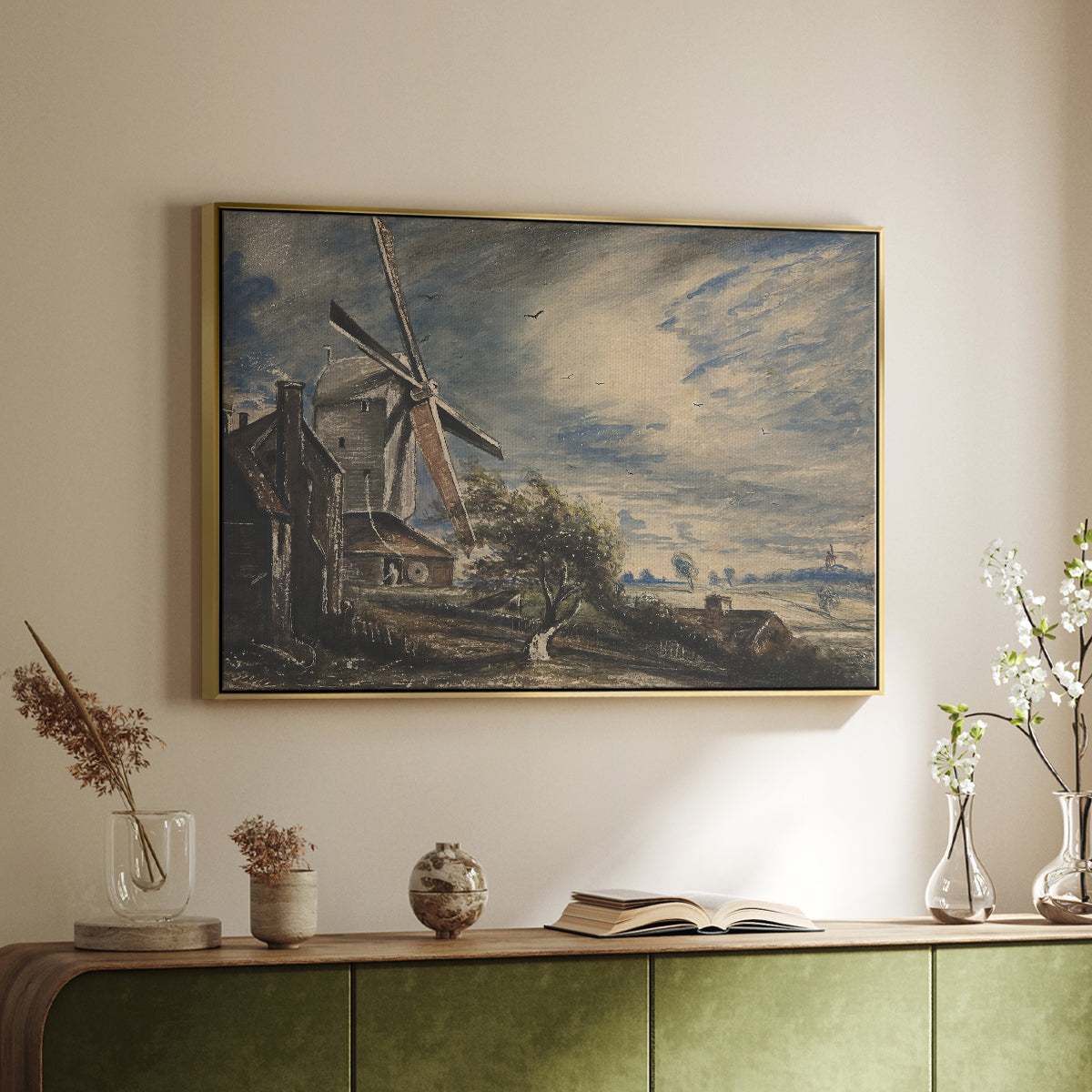 A Mill Near Colchester, c. 1833 - Floater Framed Canvas Print