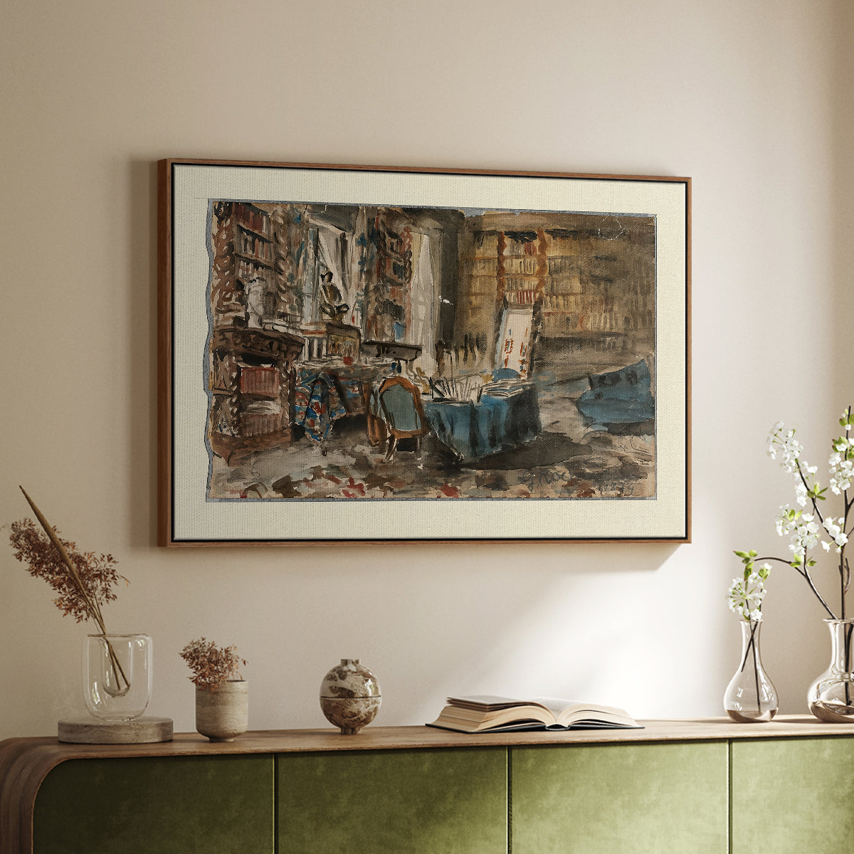 Cabinet de Flaubert à Croisset, 1874 - Floater Framed Canvas Print