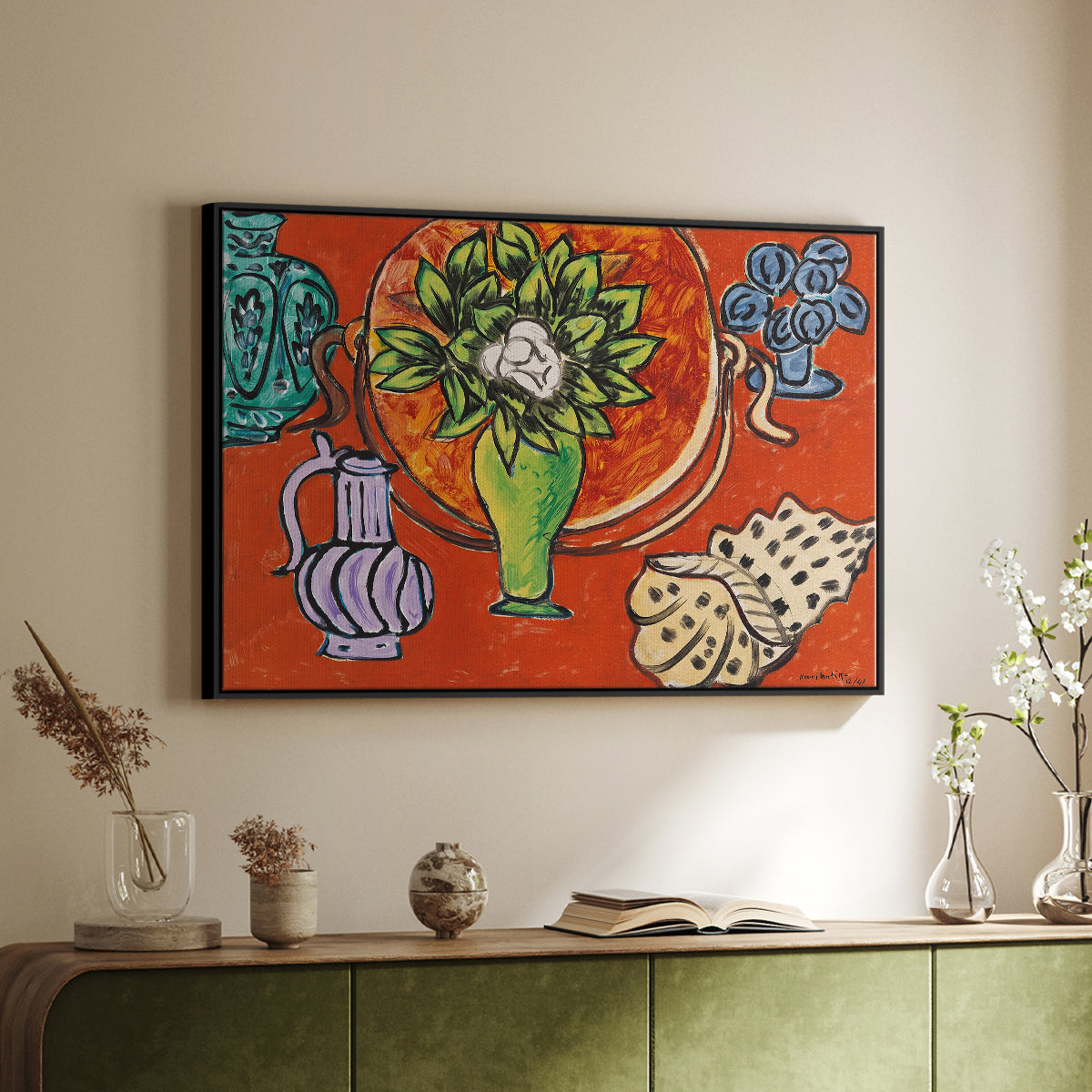 Still Life with a Magnolia (Nature morte au magnolia), 1941 - Floater Framed Canvas Print