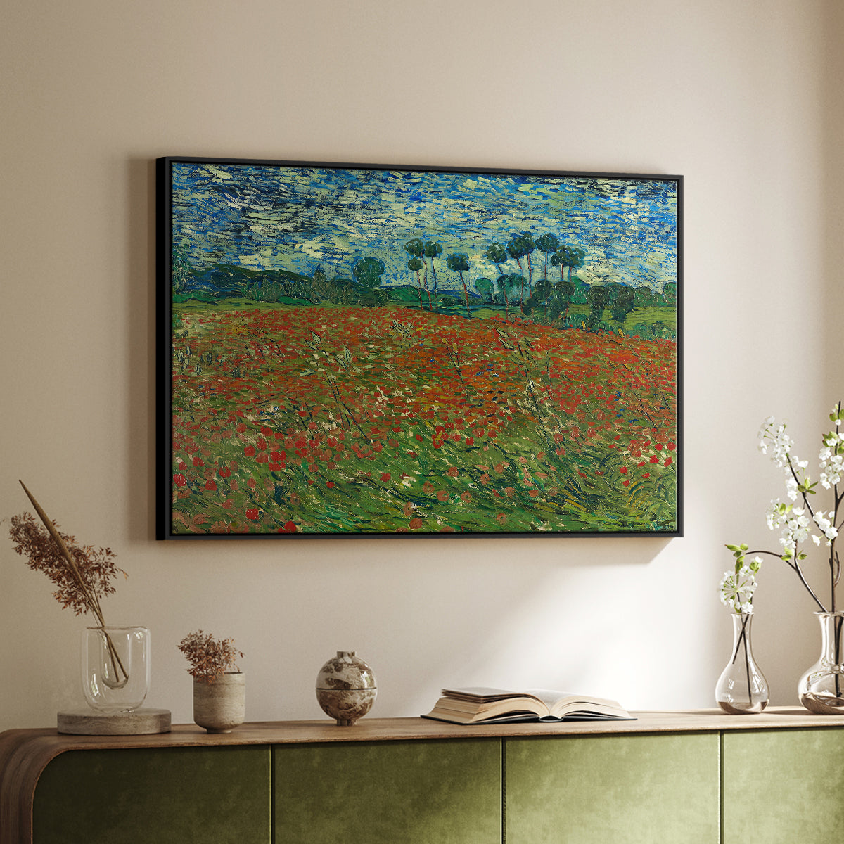 Field with Poppies, 1889 - Floater Framed Canvas Print