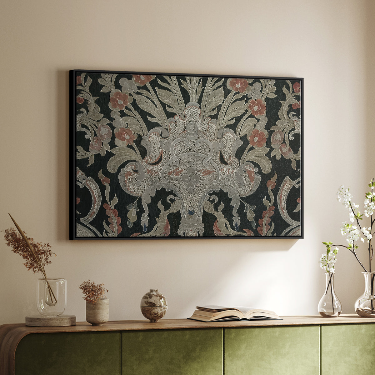 Hanging (Printed Textile), c. 18th Century - Floater Framed Canvas Print