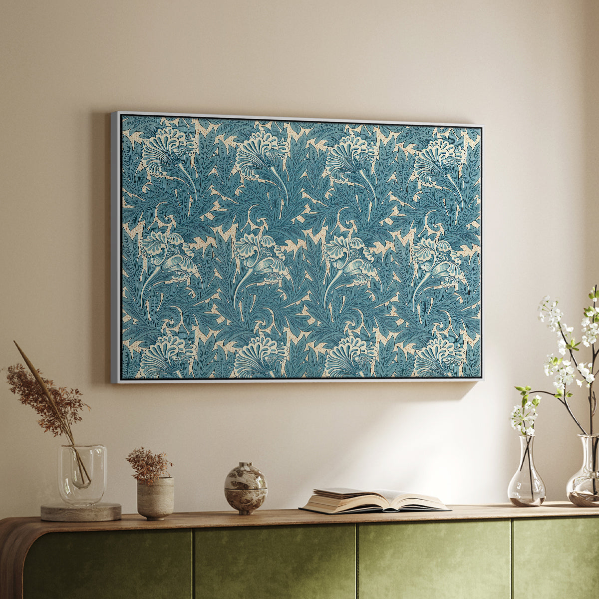 Tulip (Teal), 1875 - Floater Framed Canvas Print