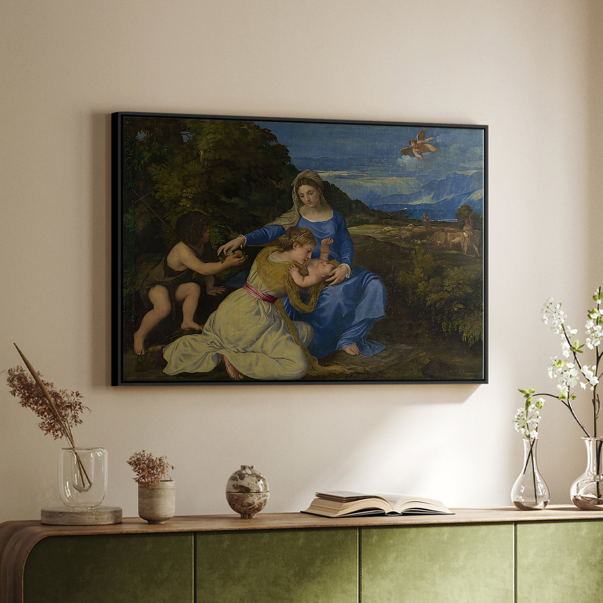 The Aldobrandini Madonna, 1532 - Floater Framed Canvas Print