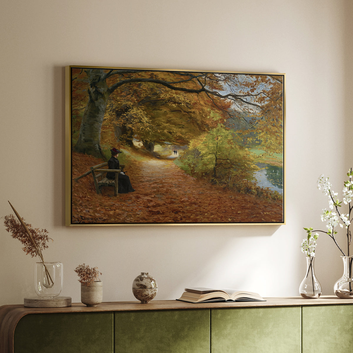 A Wooded Path in Autumn, 1902 - Floater Framed Canvas Print