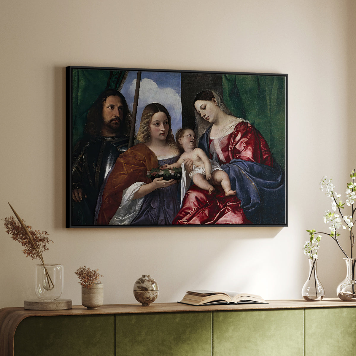 Madonna and Child with Saints Dorothy and George, c. 1516 - Floater Framed Canvas Print