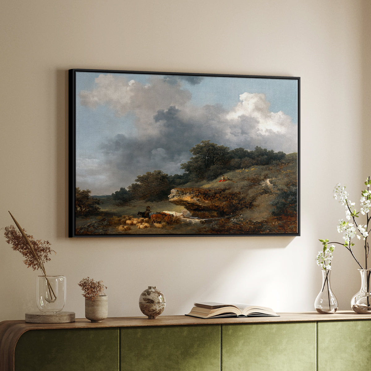 The Watering Place, c. 1765 - Floater Framed Canvas Print