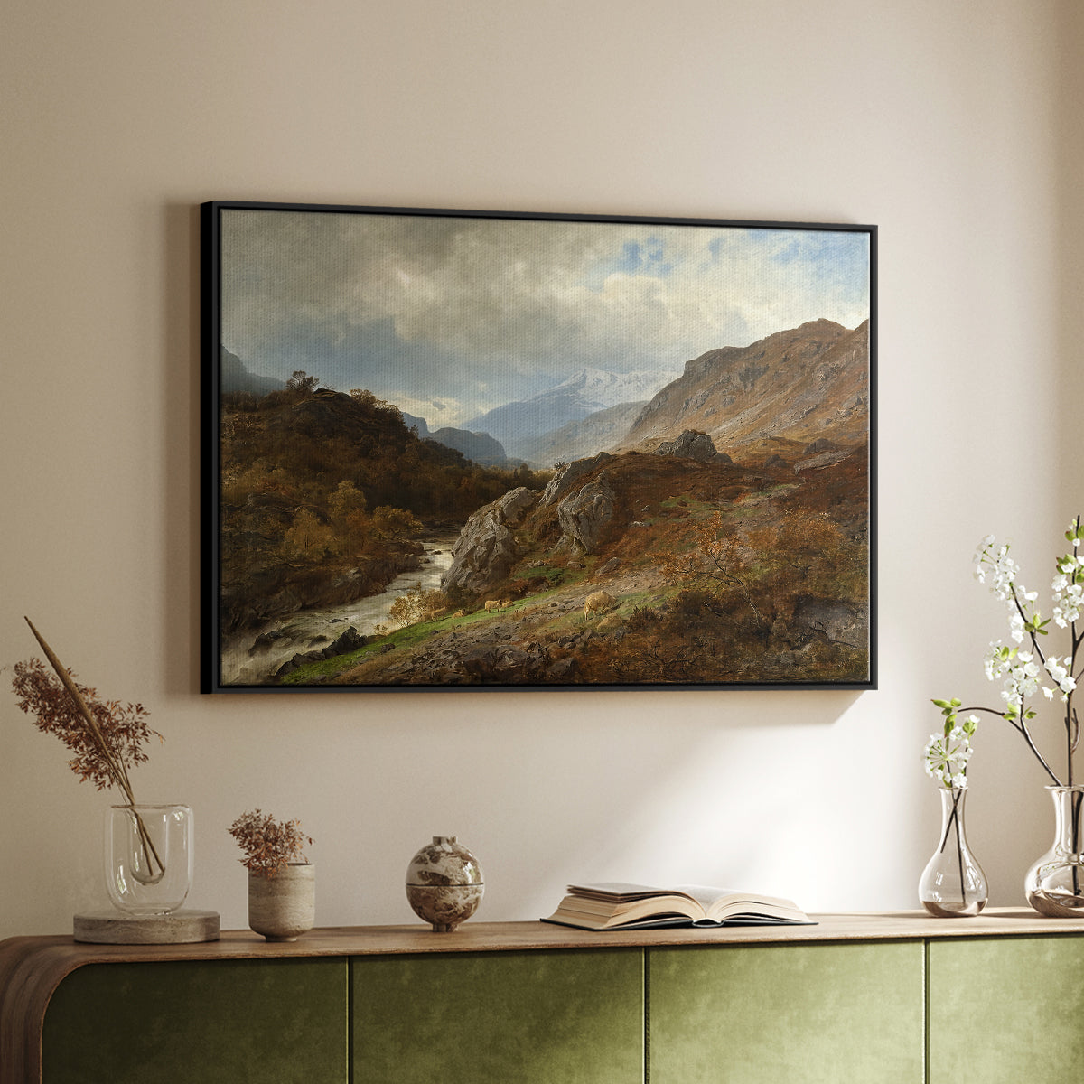 Mountain Landscape, 1864 - Floater Framed Canvas Print