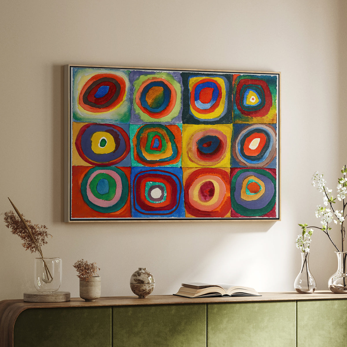 Color Study: Squares with Concentric Circles, 1913 - Floater Framed Canvas Print
