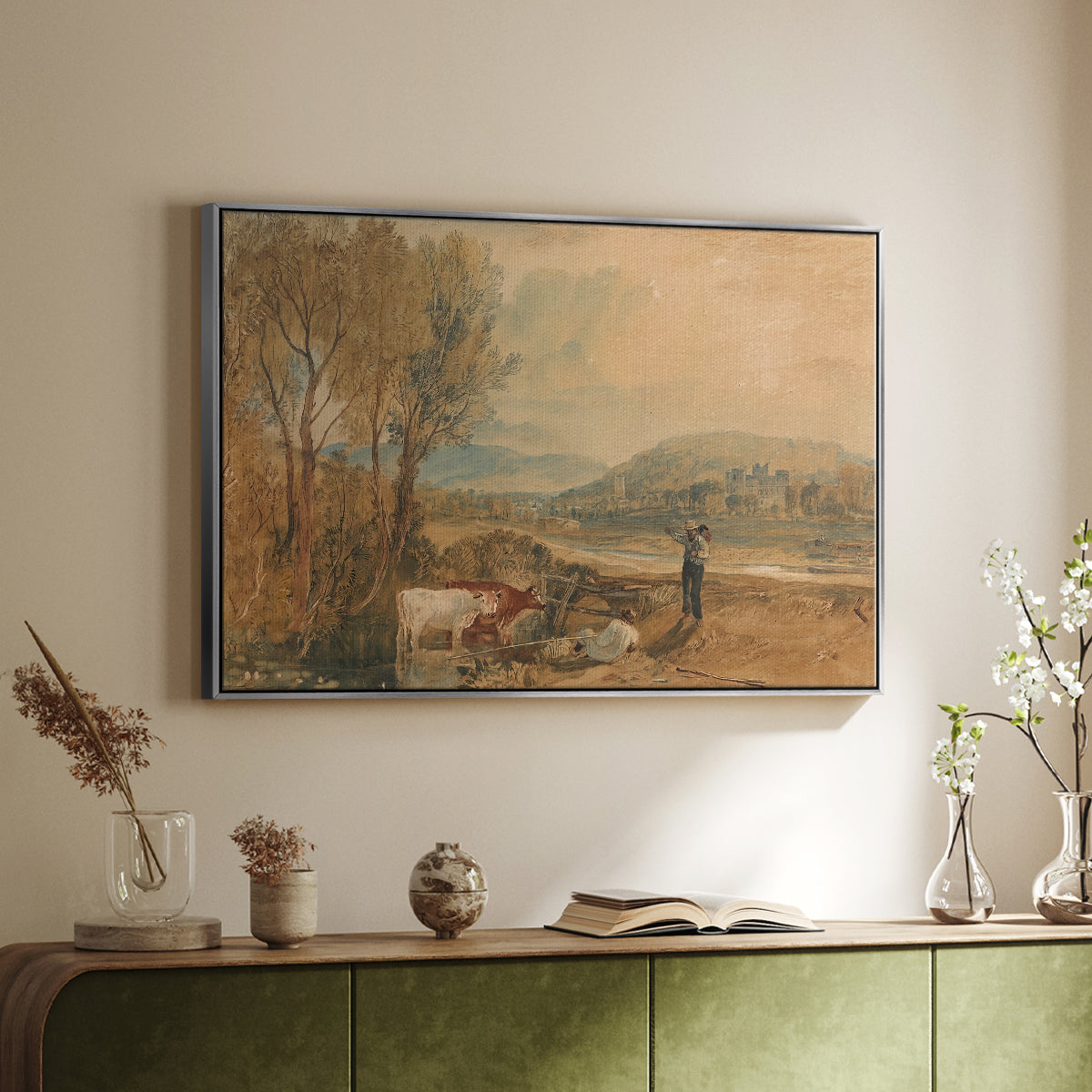 Lulworth Castle, Dorset, c. 1820 - Floater Framed Canvas Print