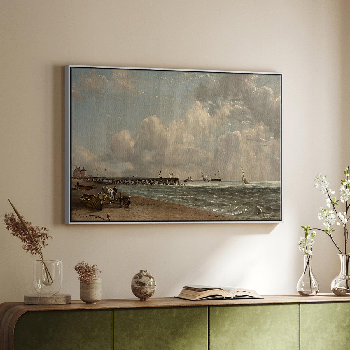 Yarmouth Jetty, 1822 - Floater Framed Canvas Print