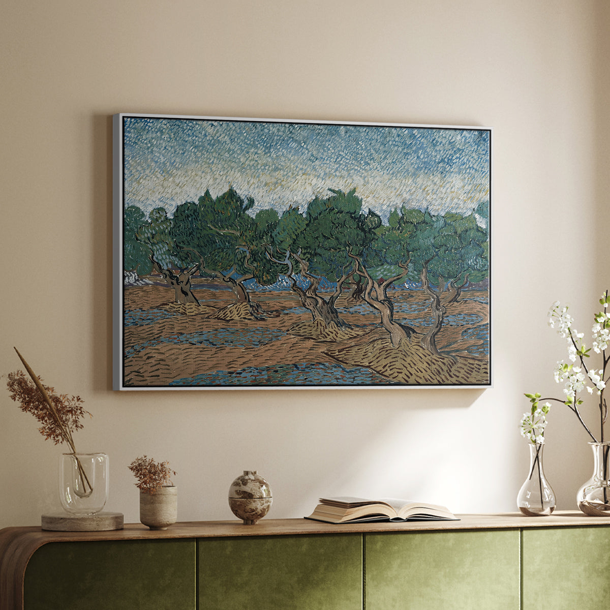 Olive Trees, 1889 - Floater Framed Canvas Print