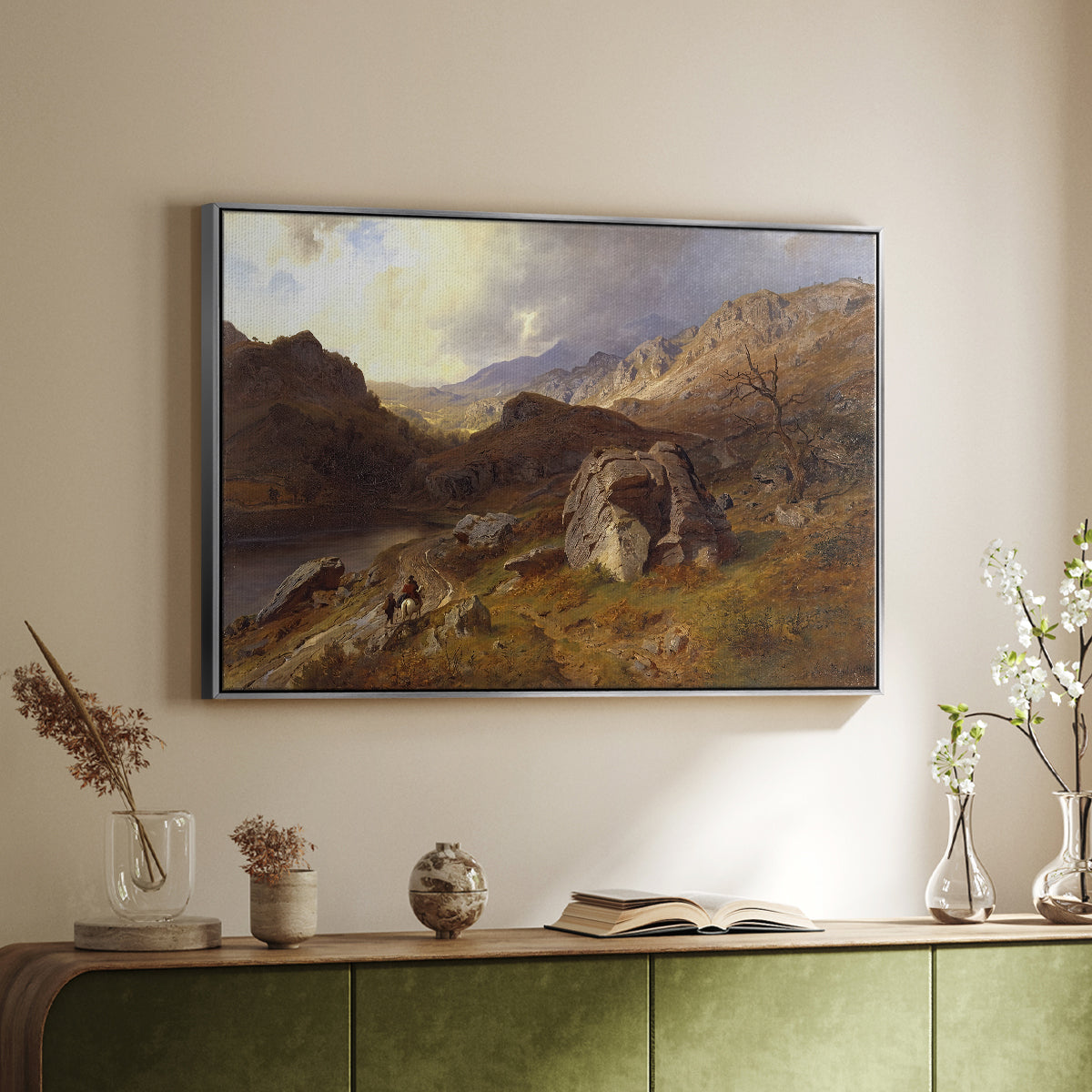 Lledr Valley in Wales, 1864 - Floater Framed Canvas Print